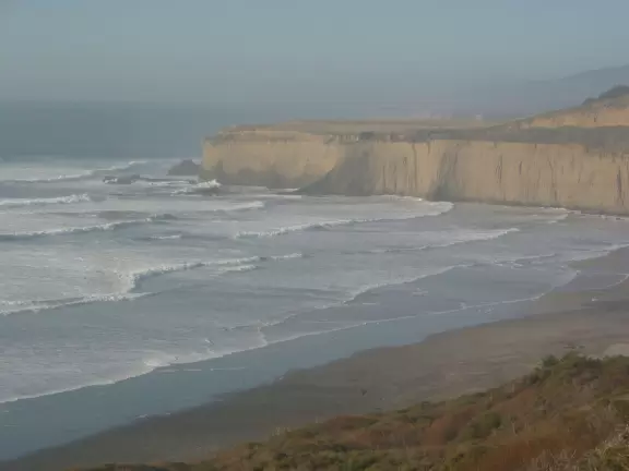 View from a lookout on the way to San Gregorio Beach, when coming from the north.