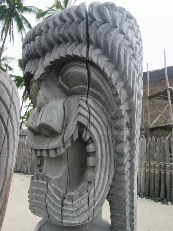 Woodcarving of a Hawaiian god.
