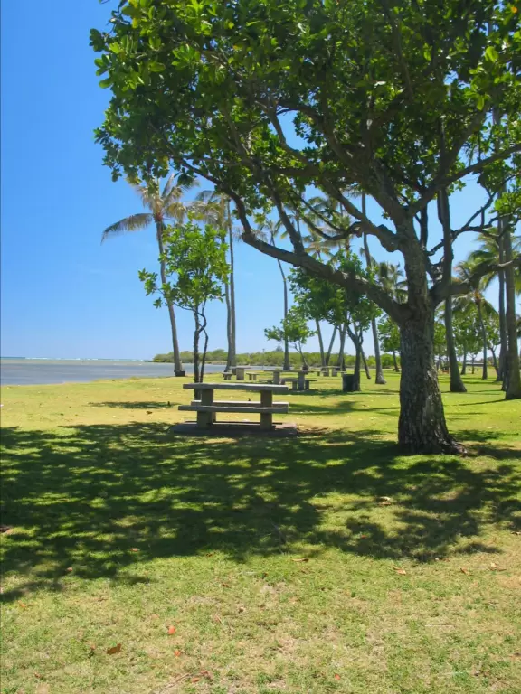 Picnic table at Kuliouou Park.