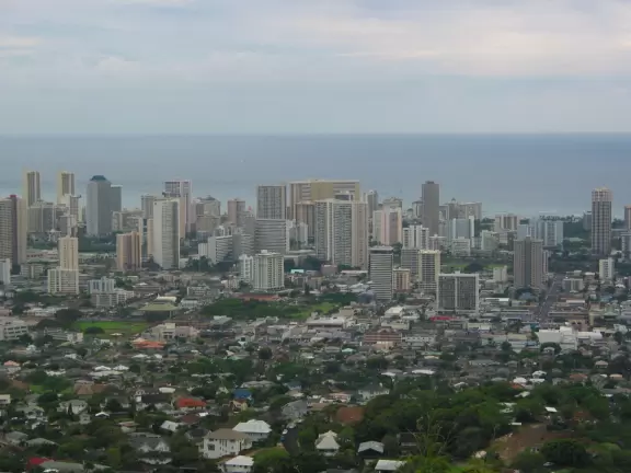 Views of Waikiki skyline from Tantalus.