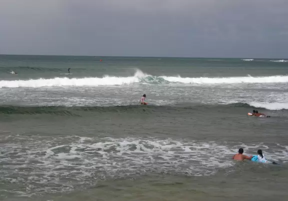 Small, manageable waves at Haleiwa Alii Beach.