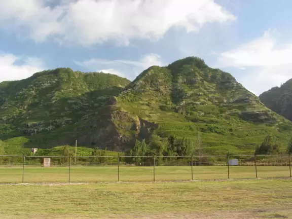 The gorgeous mountains behind Mokuleia Beach.