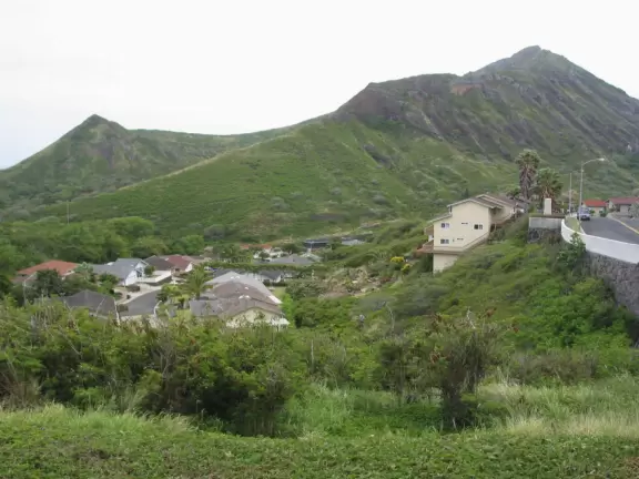 The view of valley and mountains.