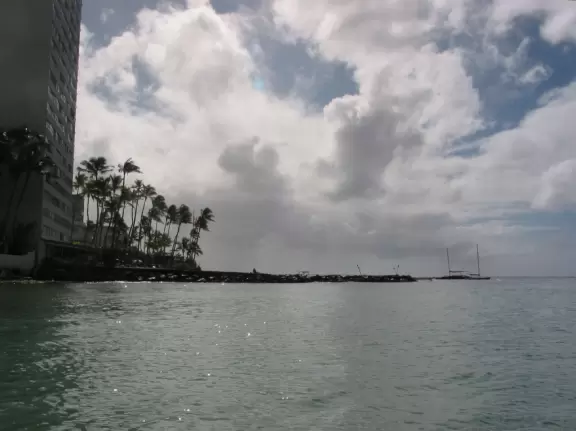 Looking to the south from a swim at Hau Tree Beach.