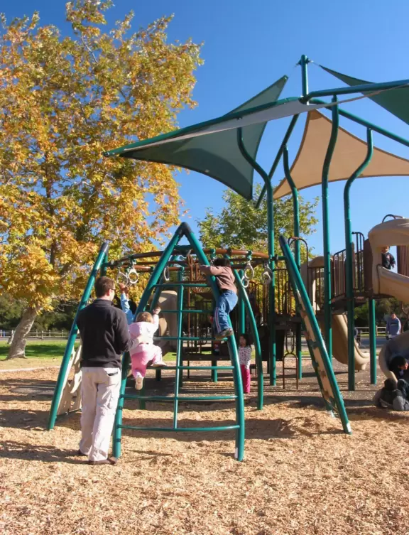 Having a blast on the new playground.