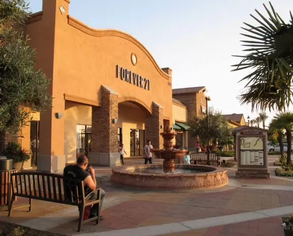 The pretty buildings at Camarillo Premium Outlets.