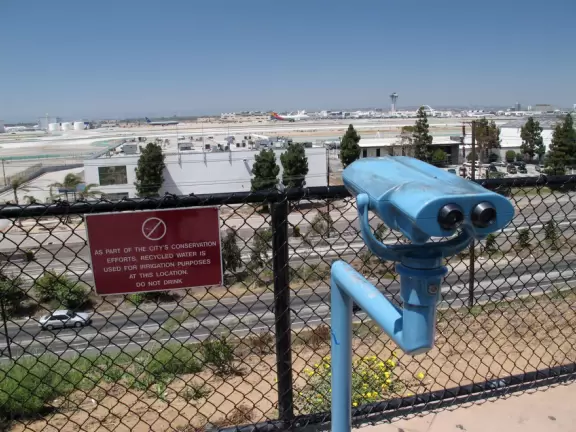 Blue telescope at LAX Lookout Point.