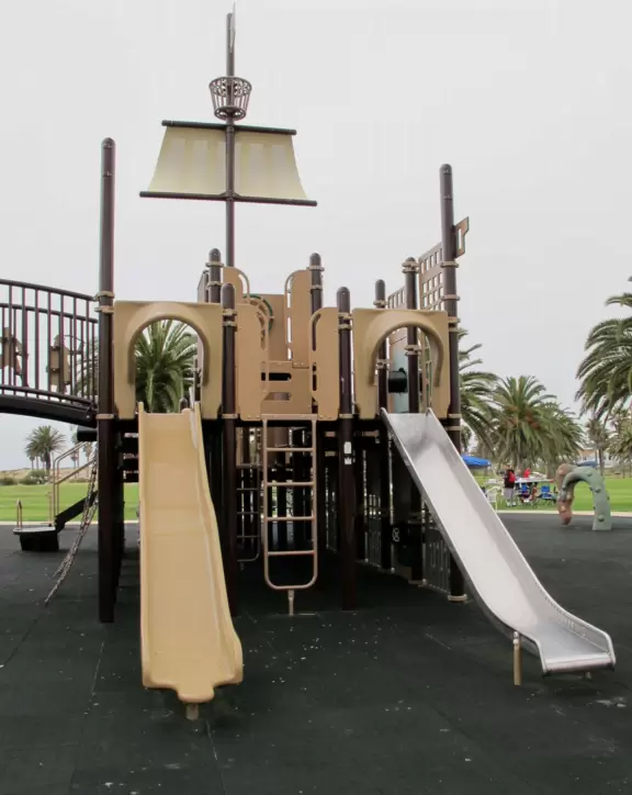 Sail, slides, chain ladder, and regular ladder.