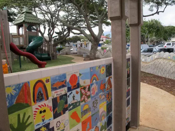 Painted tiles.