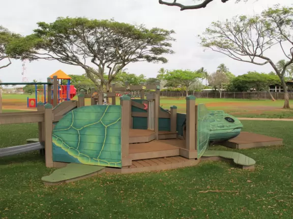 Turtle, with the old playground behind.