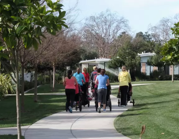 Group of mommies getting some exercise.