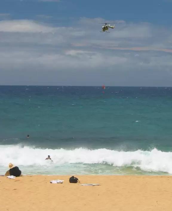 Rescue by helicopter at Sandy Beach.