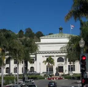 Ventura's City Hall, as seen looking up the hill from Main Street.