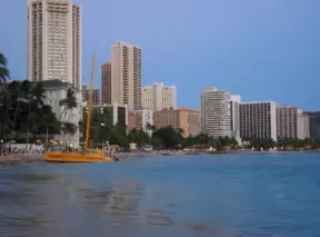 Evening view from Royal Hawaiian Beach.
