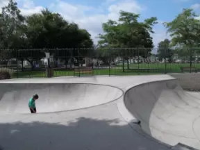 The two sides of the skatepark.
