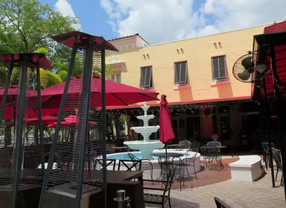 Two blocks of restaurants in a busy residential area near downtown Tampa.