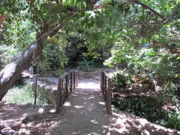 Enjoy a walk through tropical gardens next to a bubbling brook, and then a rest in a shady picnic area with a playground.
