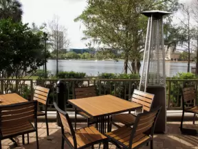 The attractive outdoor seating at World of Beer.