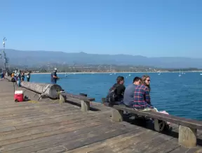 Enjoying the sunshine at the pier.