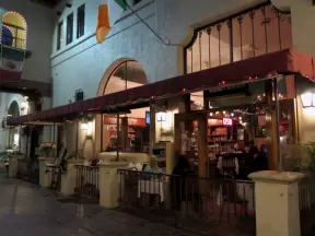 La Arcada Bistro, at night. On weekends, a cool Irish band called The Foggy Dew play there.