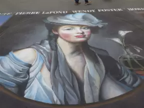 Impressive, huge chalk painting. See these at the end of May at the Santa Barbara Mission!