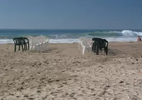 Chairs set up for a wedding at Jalama Beach.