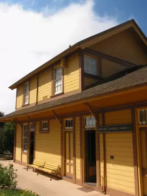 The pretty yellow Victorian building- old Goleta Depot. 