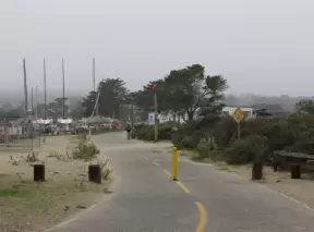 Bike path that runs along the beach through Monterey Bay Park. 