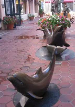 Dolphin sculptures.