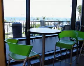 Groovy chairs with a view, inside the Student Center.