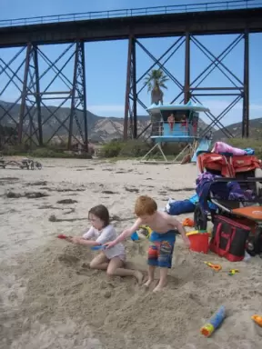 Kids having a blast on a summer day at Gaviota Beach.