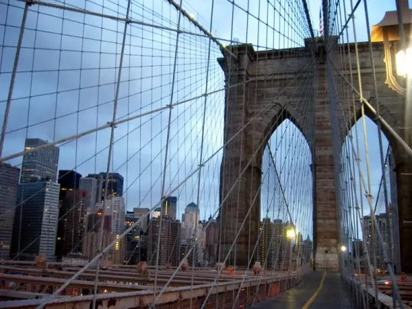 Walkway on the Brooklyn Bridge.