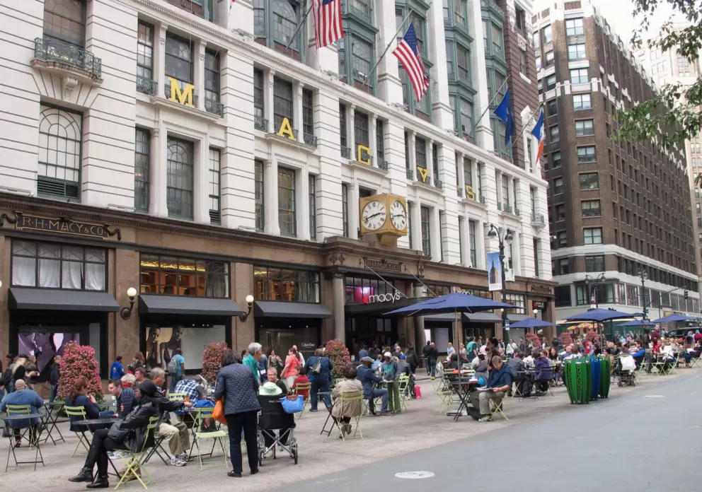 Chairs in front of Macy's in Herald Square- another Midtown place to relax. 