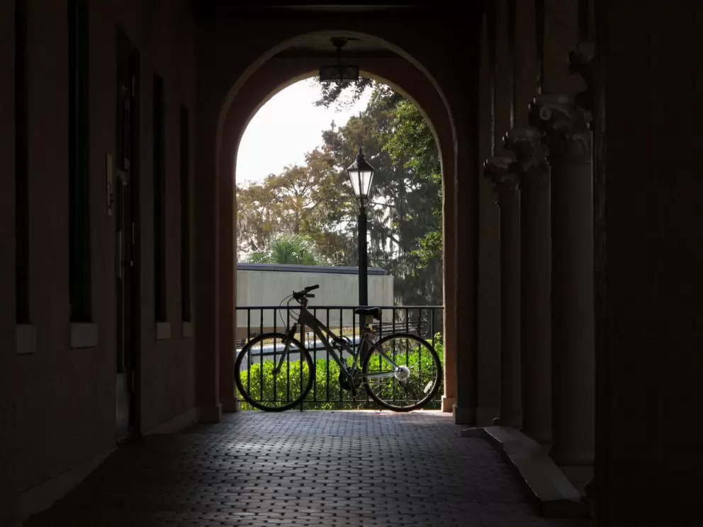 Bike in archway.