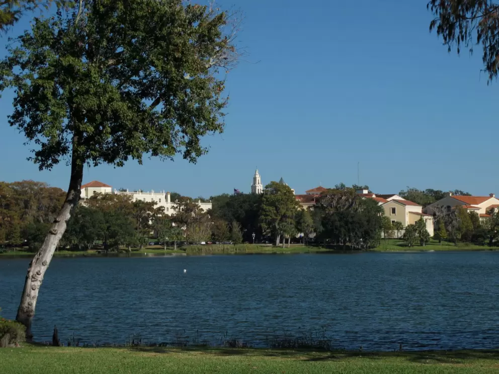 View of Rollins College from across the lake, on Lakeview Drive.