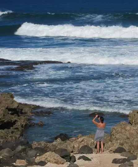 Stopping along the hike to enjoy the ocean.