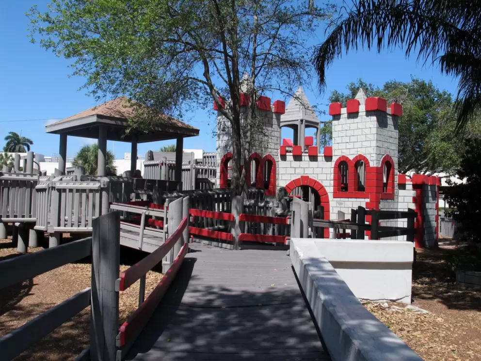 Entrance to the playground- I like the red paint!