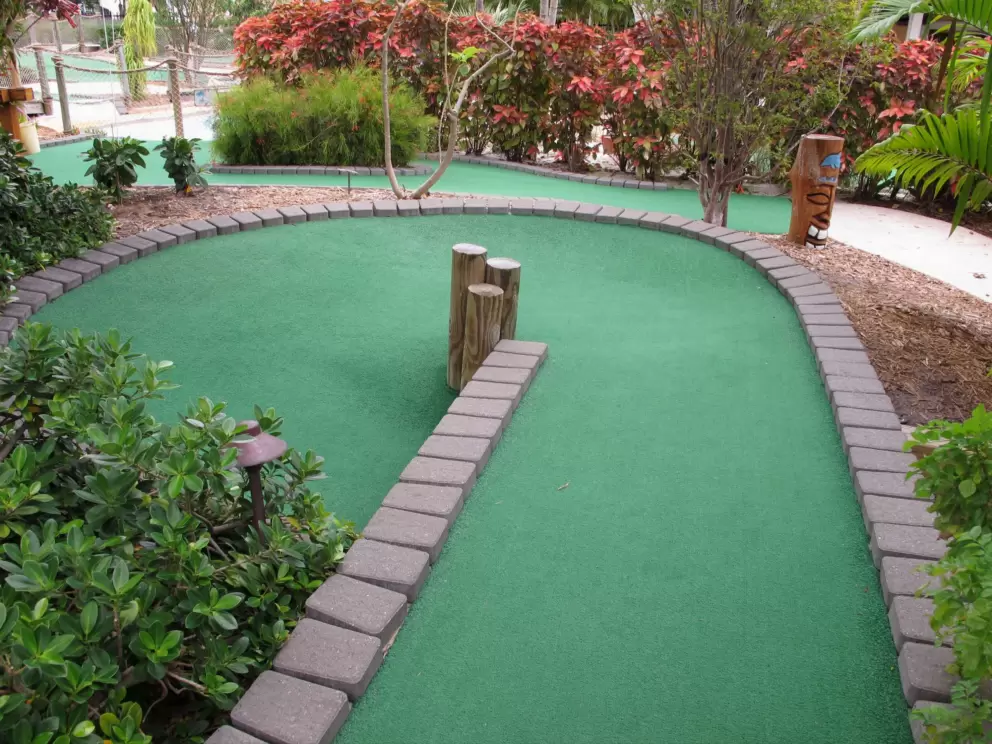 It's fun how the ball rolls down and under a hill!