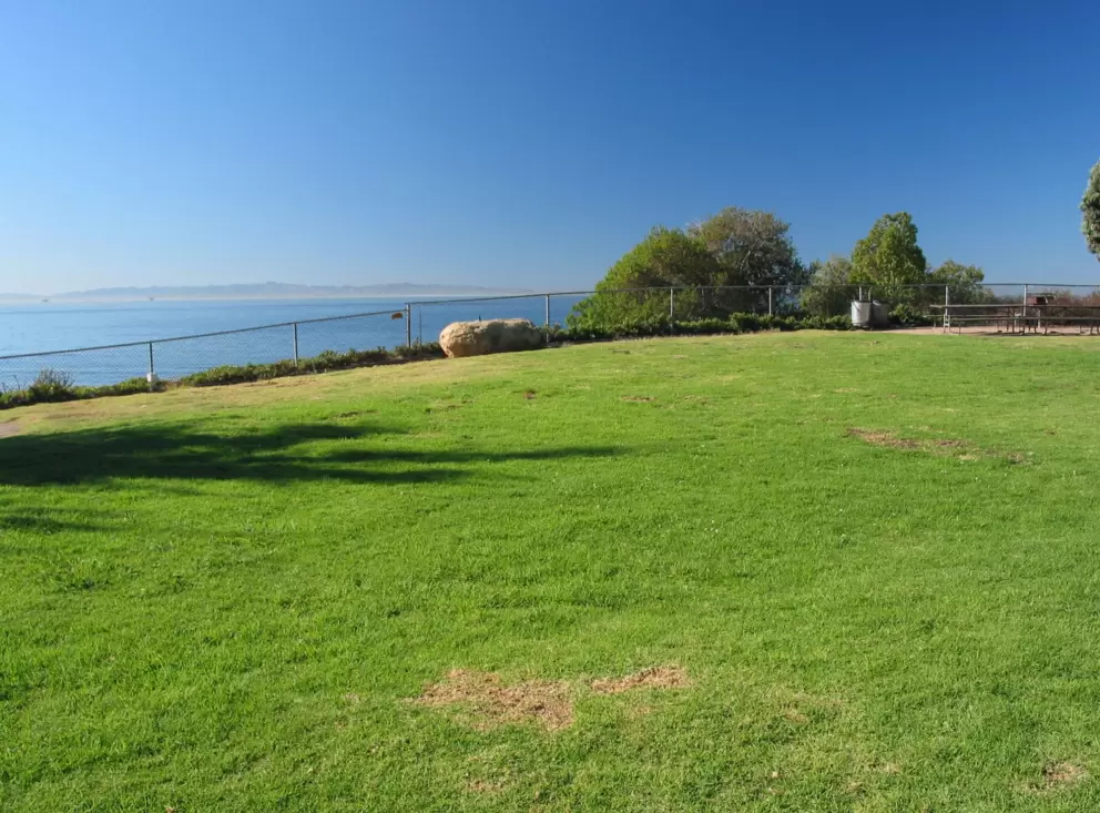 Bright lawn over the ocean at Lookout Park.