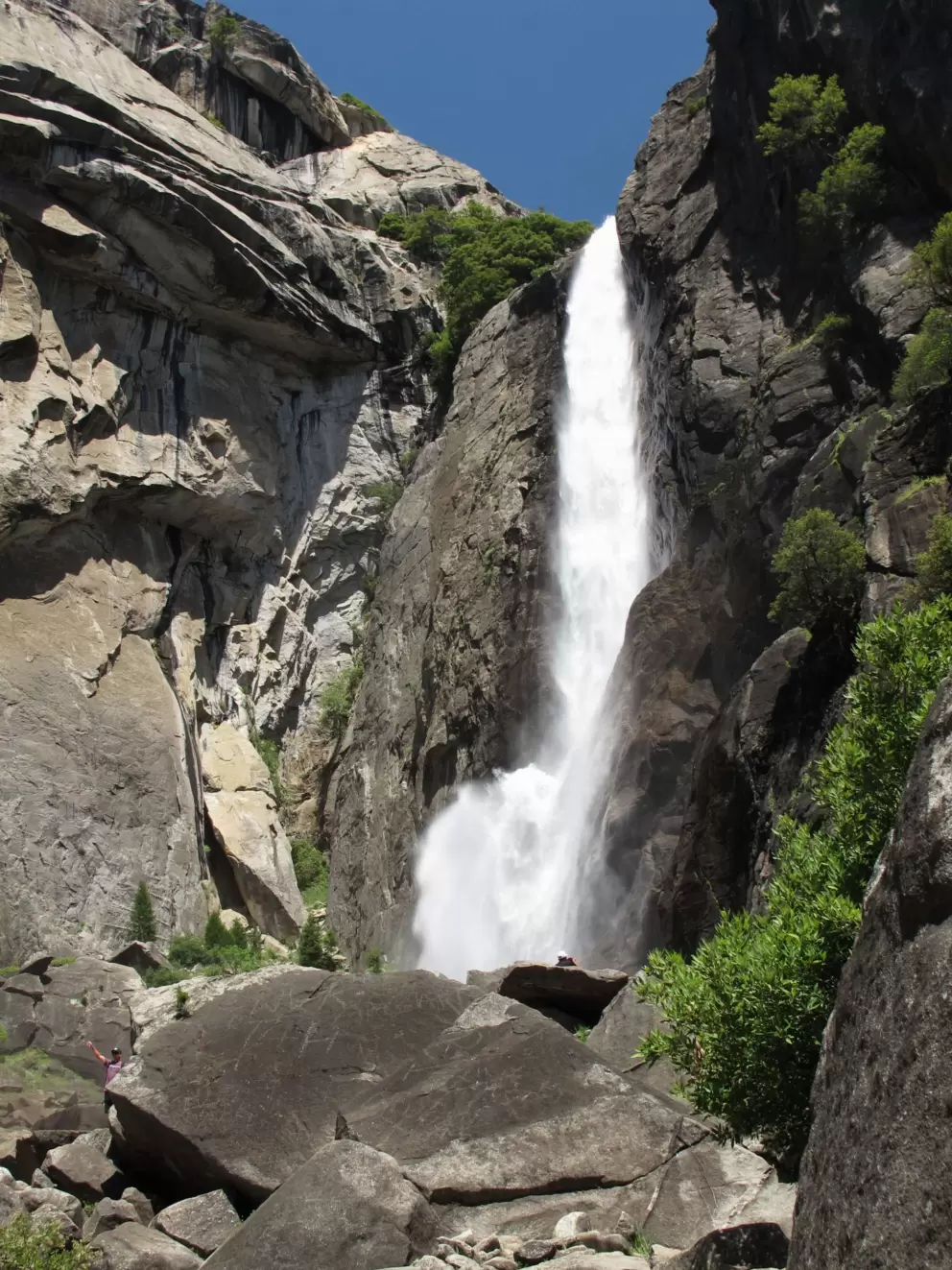 The Lower Yosemite falls.