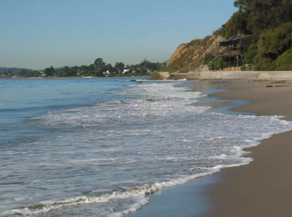 Summerland Beach, looking to the west.