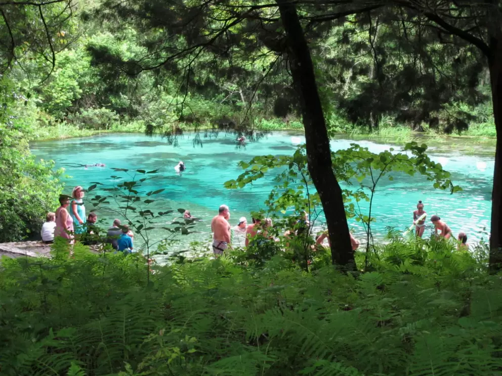Summer afternoon at the headspring. See the color of the water!