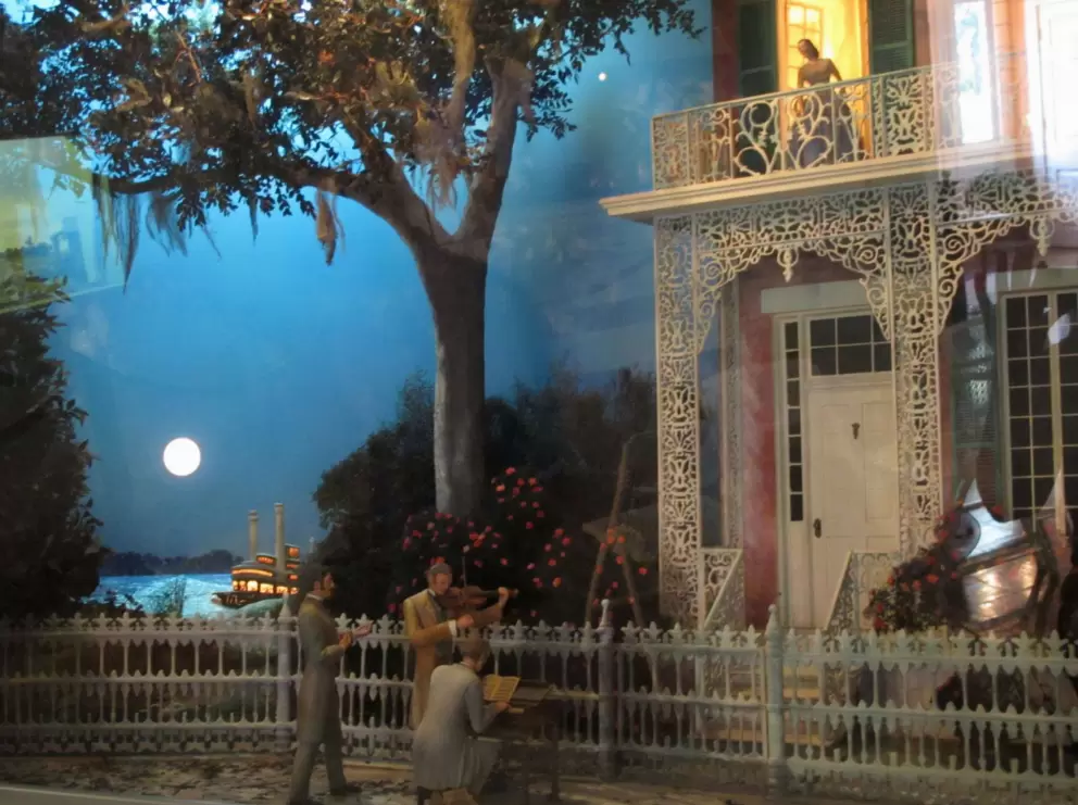 A diorama of Open Thy Lattice Love, Foster's first published composition.