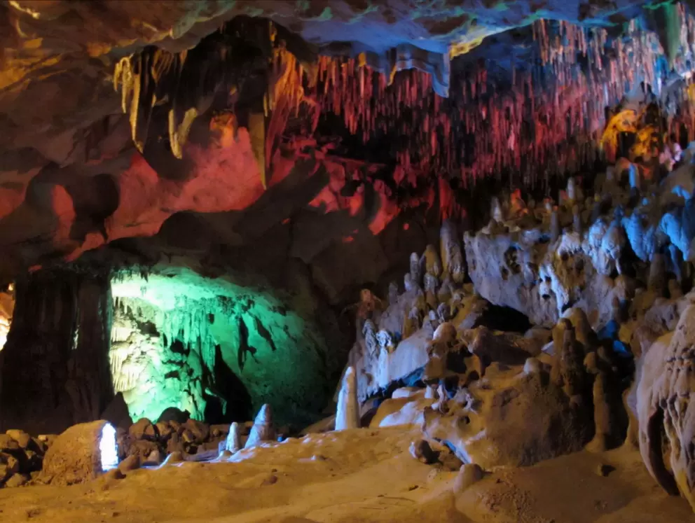 Green, red, and blue lighting.