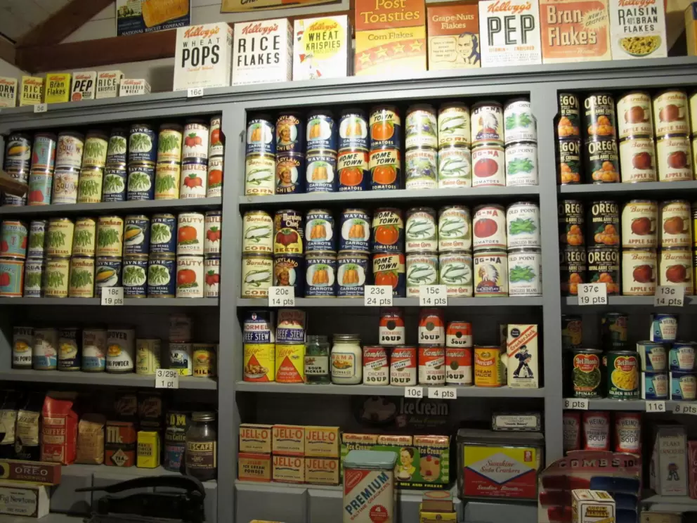 The 1940s corner grocer in the museum.