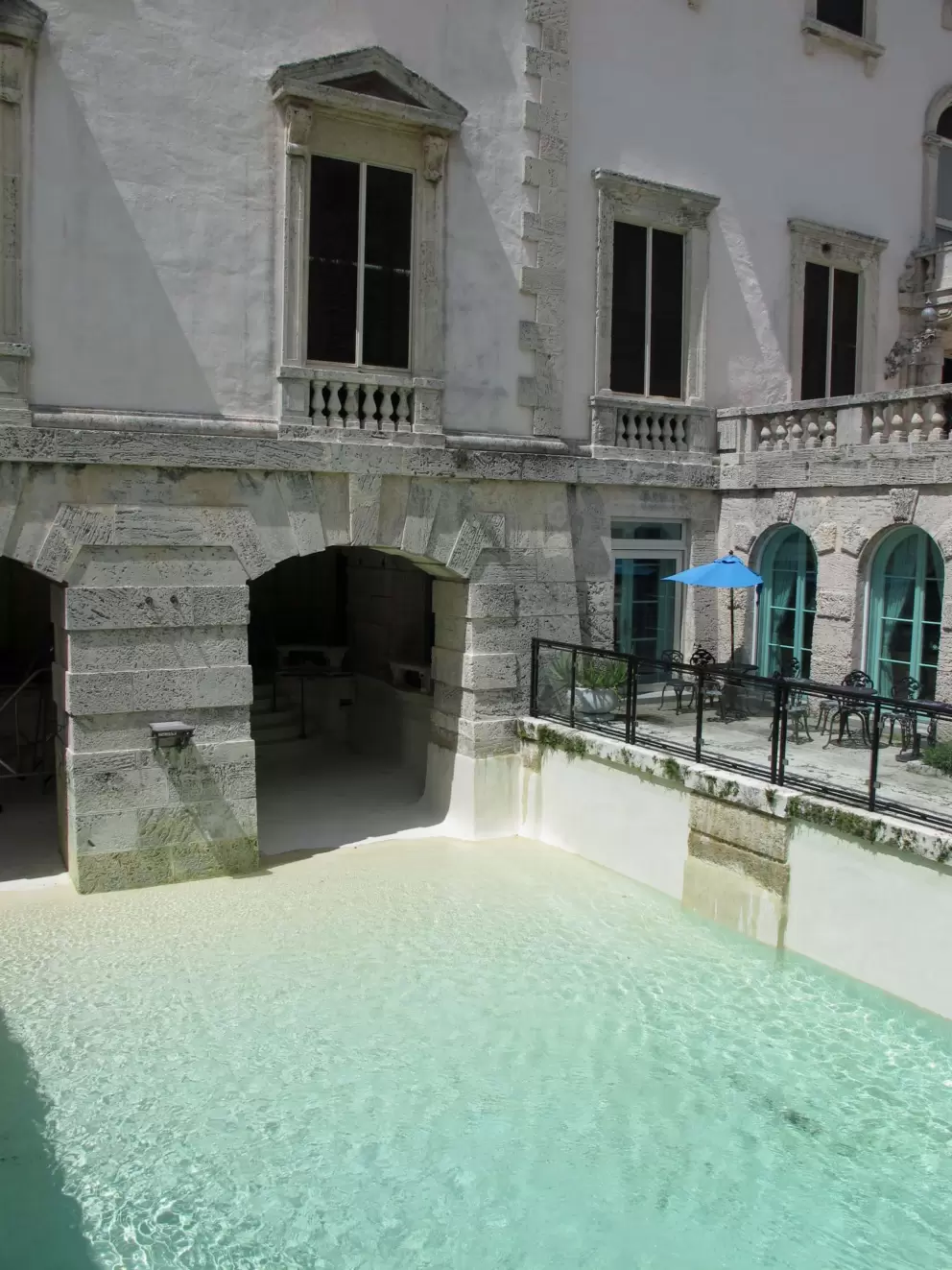The pool is unusual and pretty.