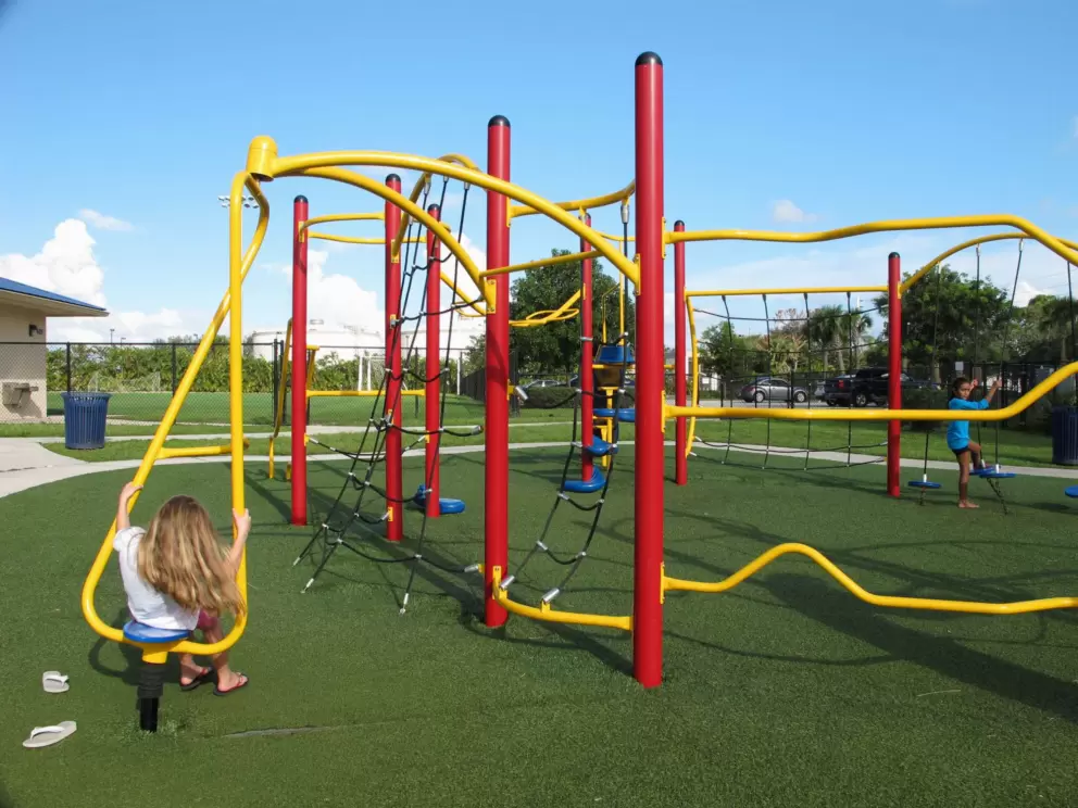 The space-age playground with challenging climbing for big kids.