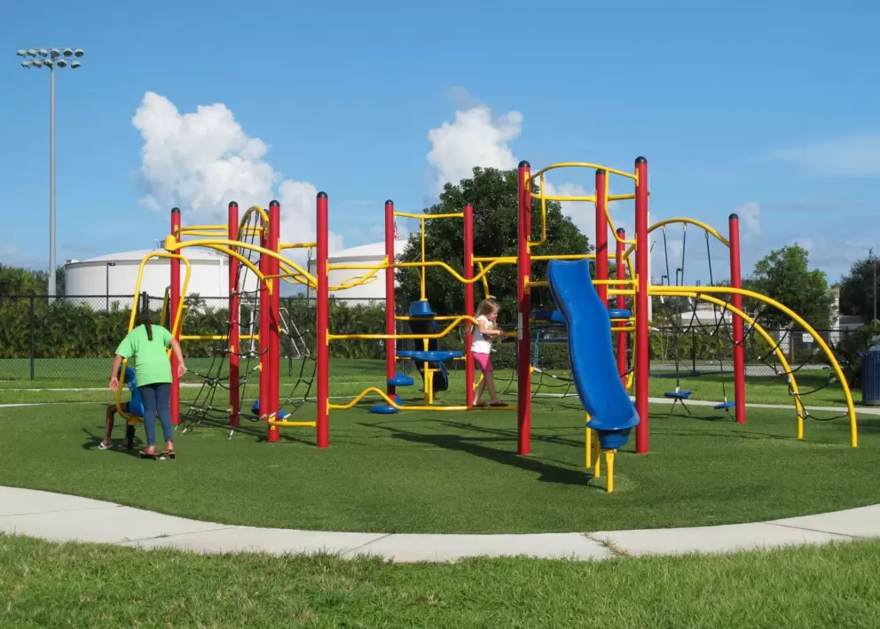 The colorful space-age playground.