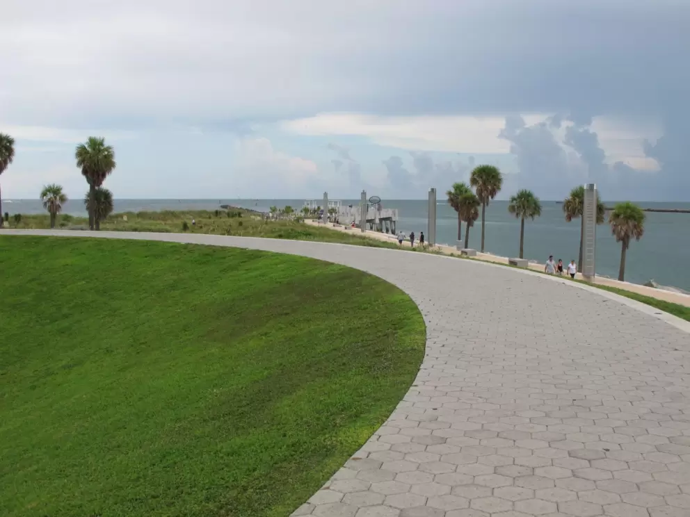 Looking toward the pier from the top of the hill.