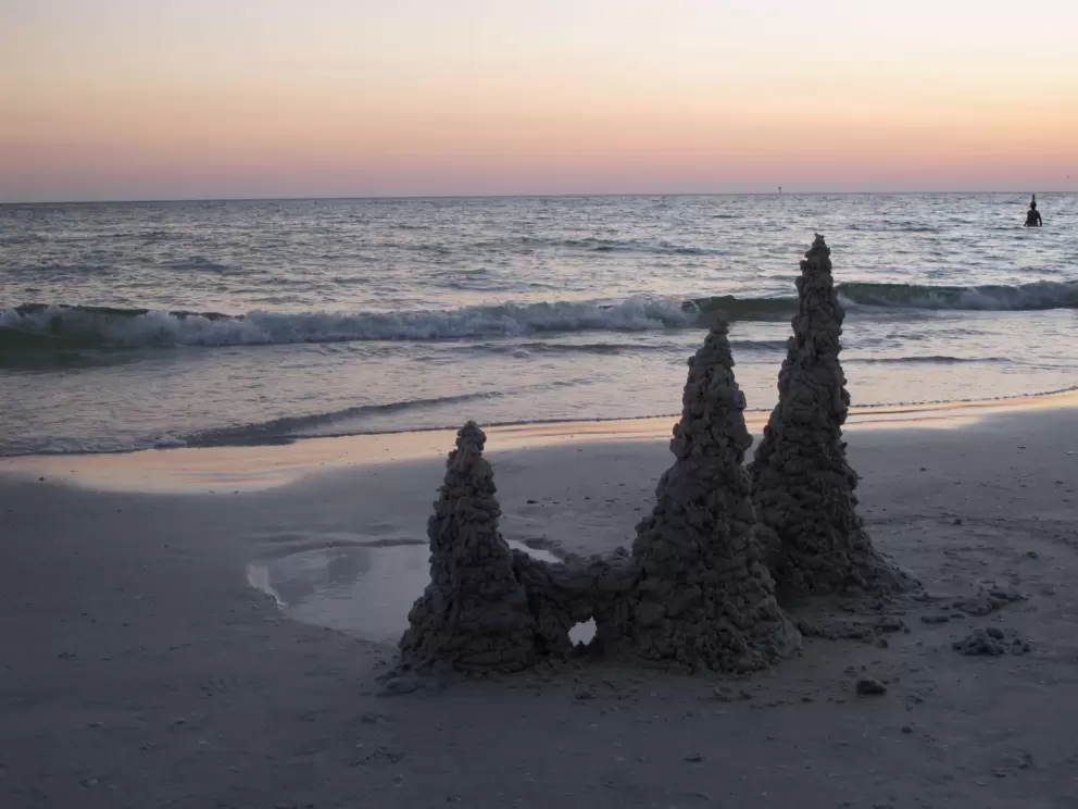 Sand castle at the shore.